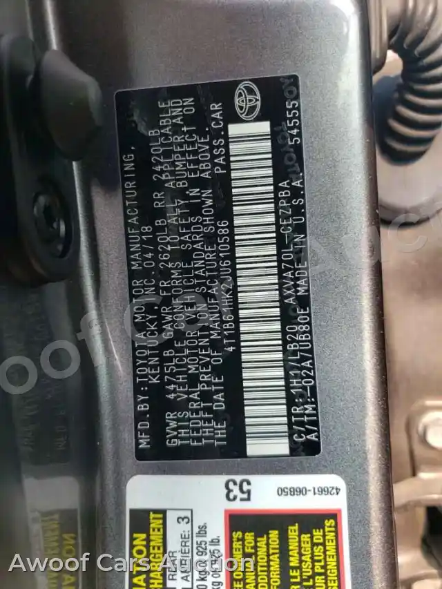 2018 Toyota Camry 4T1B61HK2JU610586 — Copart auction photo 12