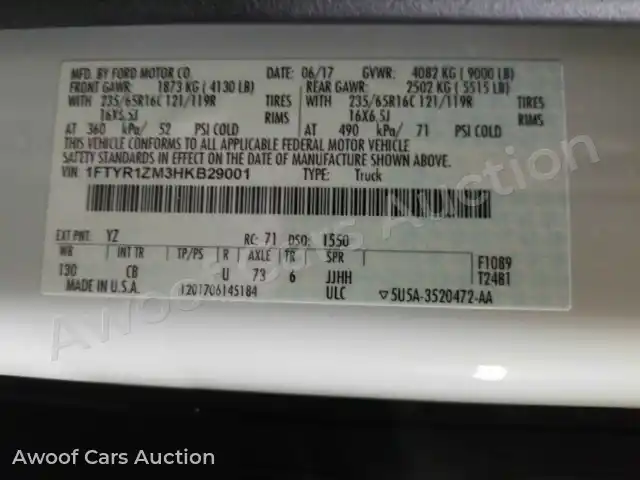 2017 Ford Transit 1FTYR1ZM3HKB29001 — Manheim auction photo 6