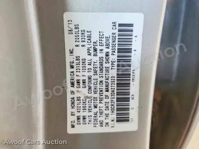 2013 Honda Accord 1HGCR2F53DA273520 — Copart auction photo 12