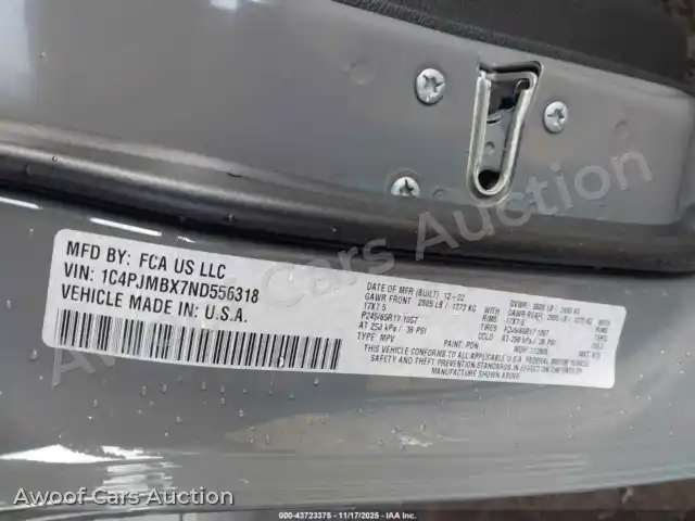 2022 Jeep Cherokee 1C4PJMBX7ND556318 — Iaai auction photo 9