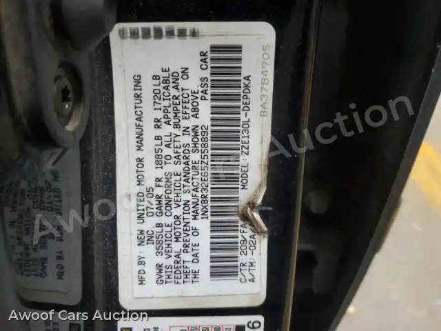 2005 Toyota Corolla 1NXBR32E65Z558892 — hoton gwanjo Copart na 12