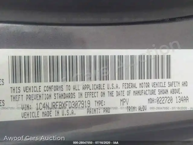 2015 Jeep Patriot 1C4NJRFBXFD307919 — Iaai auction photo 9
