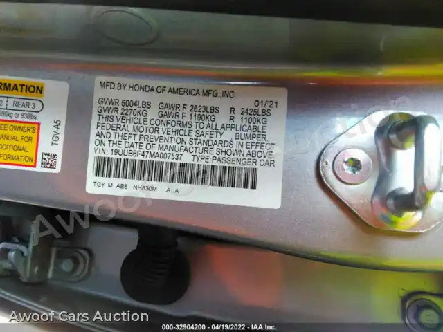 2021 Acura TLX 19UUB6F47MA007537 — Iaai auction photo 9