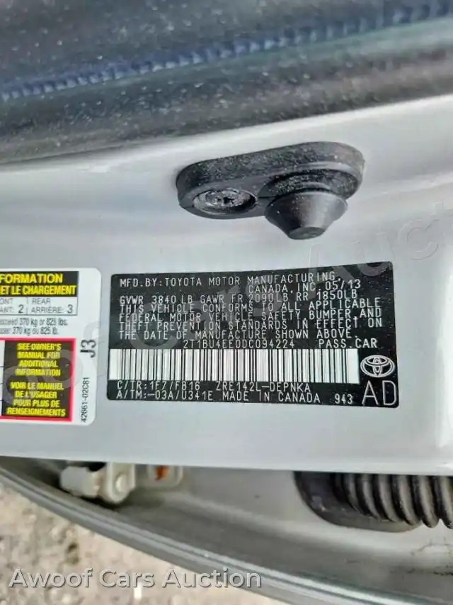 2013 Toyota Corolla 2T1BU4EE0DC094224 — Copart auction photo 12
