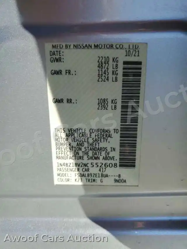 2022 Nissan Leaf 1N4BZ1BV2NC552608 — Copart auction photo 12