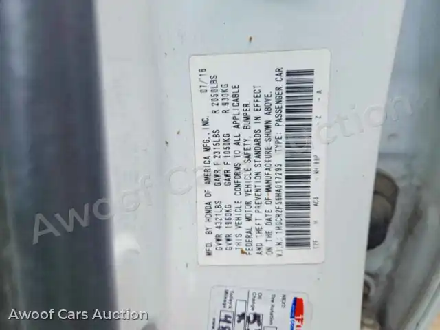 2017 Honda Accord 1HGCR2F56HA017295 — photo 13 de la vente Copart