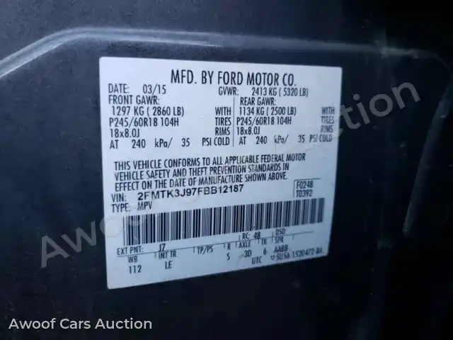2015 Ford Edge 2FMTK3J97FBB12187 — Copart auction photo 10