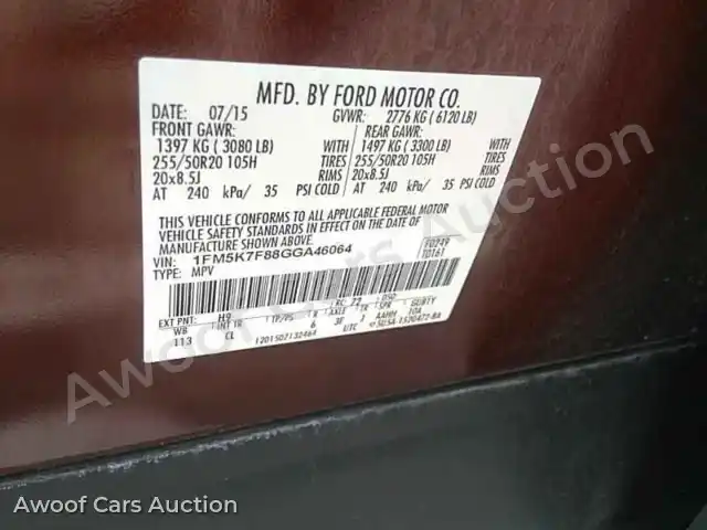 2016 Ford Explorer 1FM5K7F88GGA46064 — photo 6 de la vente Manheim
