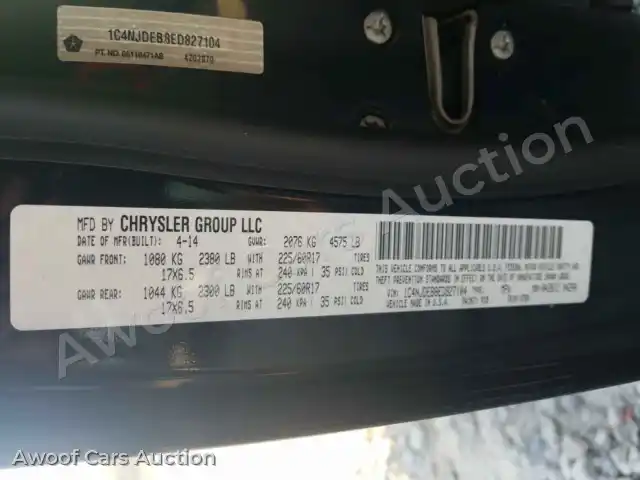 2014 Jeep Compass 1C4NJDEB8ED827104 — Copart auction photo 10