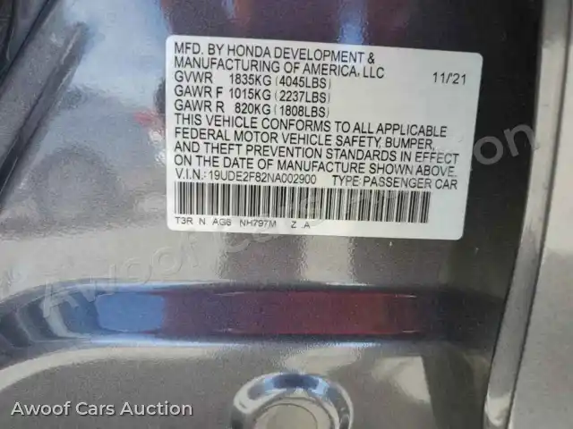 2022 Acura ILX 19UDE2F82NA002900 — Copart auction photo 12