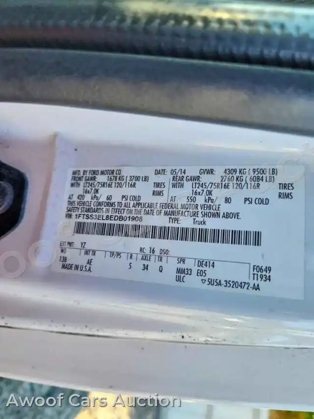 2014 Ford Econoline 1FTSS3EL8EDB01908 — hoton gwanjo Copart na 12