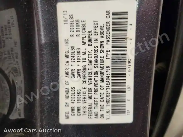 2014 Honda Accord 1HGCR2F34EA045798 — Copart auction photo 13
