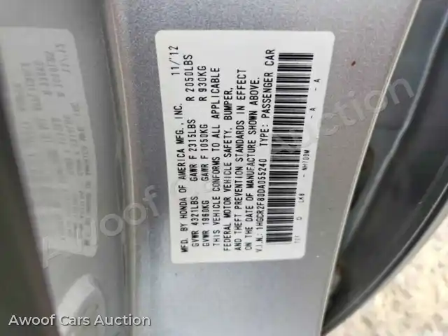 2013 Honda Accord 1HGCR2F80DA055240 — Copart auction photo 12