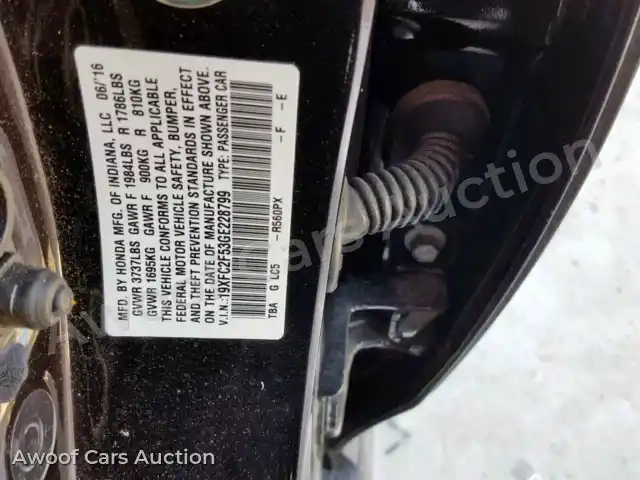 2016 Honda Civic LX 19XFC2F53GE228799 — hoton gwanjo Copart na 10