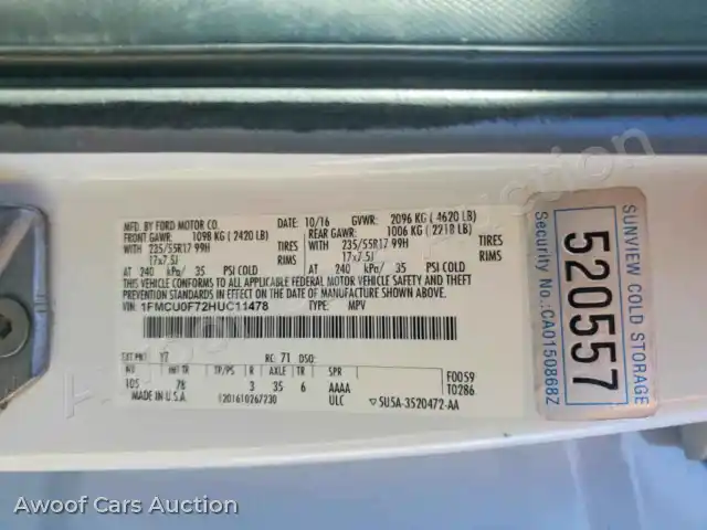 2017 Ford Escape 1FMCU0F72HUC11478 — Copart auction photo 12