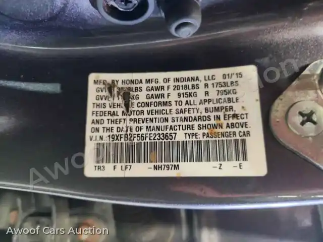 2015 Honda Civic 19XFB2F56FE233657 — Copart auction photo 12