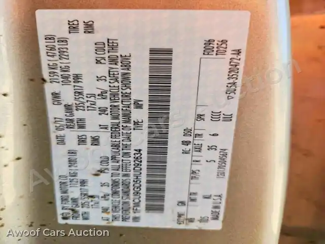 2017 Ford Escape 1FMCU9GD5HUD92634 — Copart auction photo 13
