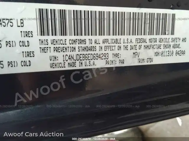 2014 Jeep Compass 1C4NJDEB6ED694293 — Iaai auction photo 9