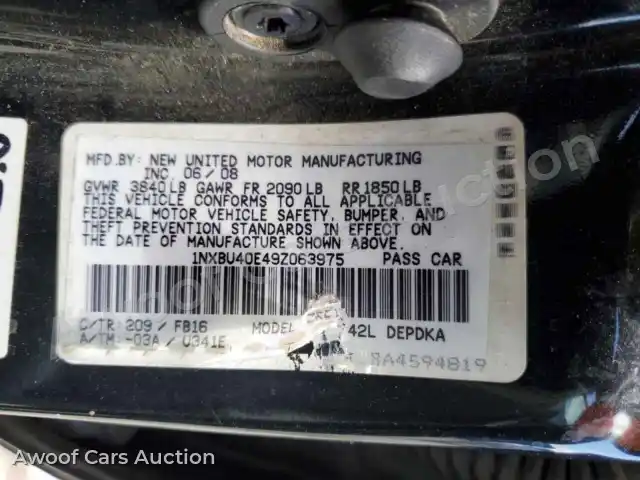 2009 Toyota Corolla 1NXBU40E49Z063975 — Copart auction photo 12