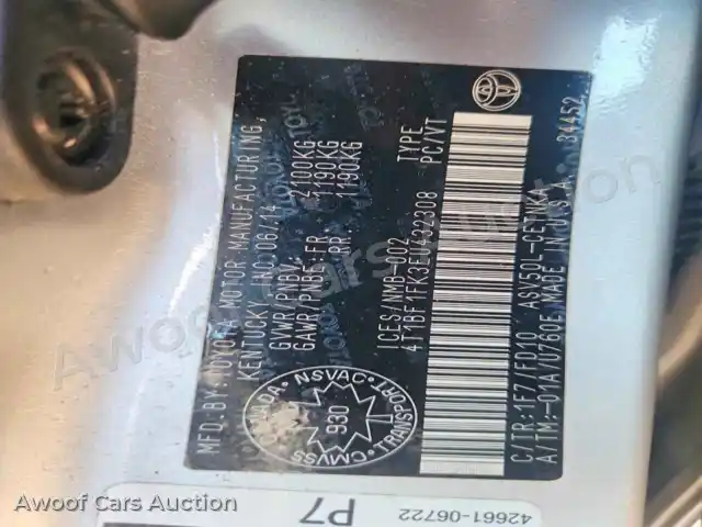 2014 Toyota Camry 4T1BF1FK3EU432308 — Copart auction photo 12