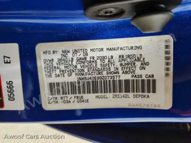 2009 Toyota Corolla 1NXBU40E99Z073577 — hoton gwanjo Copart na 13