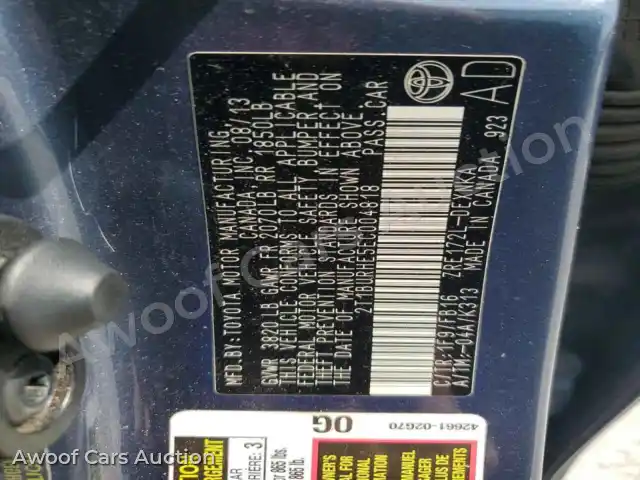 2014 Toyota Corolla 2T1BURHE5EC004818 — Copart auction photo 12