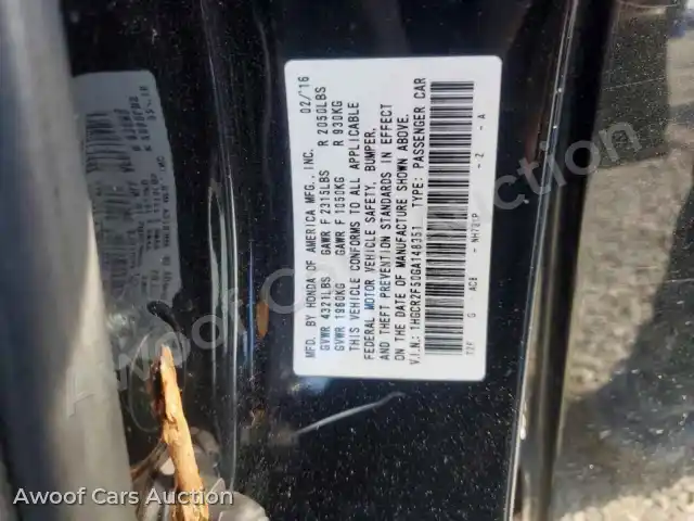 2016 Honda Accord 1HGCR2F50GA148351 — Copart auction photo 13