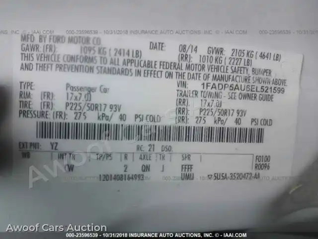 2014 Ford C-MAX 1FADP5AU6EL521599 — Iaai auction photo 9