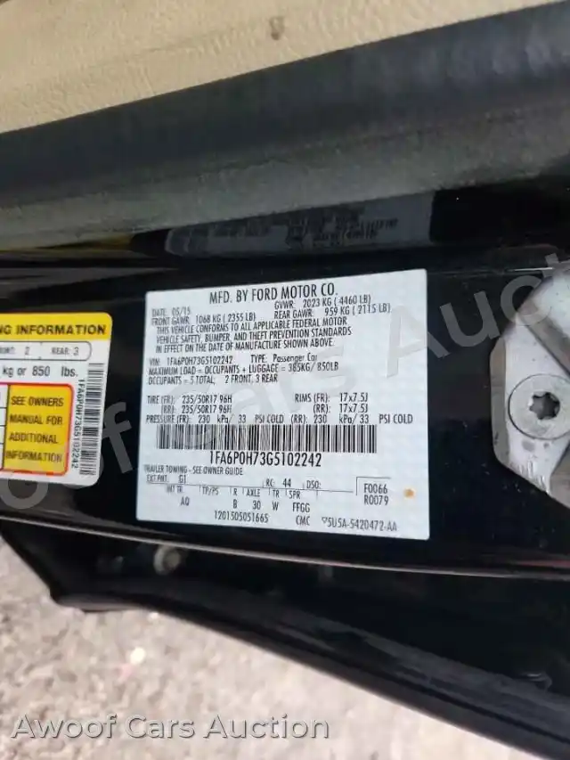 2016 Ford Fusion 1FA6P0H73G5102242 — Copart auction photo 12