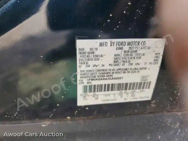 2018 Ford Explorer 1FM5K8AR4JGA92021 — Copart auction photo 13