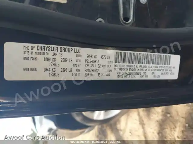 2013 Jeep Compass 1C4NJDEB0DD249272 — Iaai auction photo 9