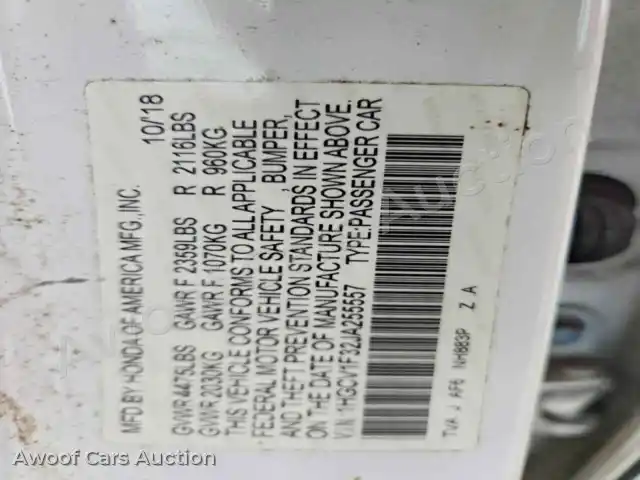 2018 Honda Accord 1HGCV1F32JA255557 — photo 13 de la vente Copart