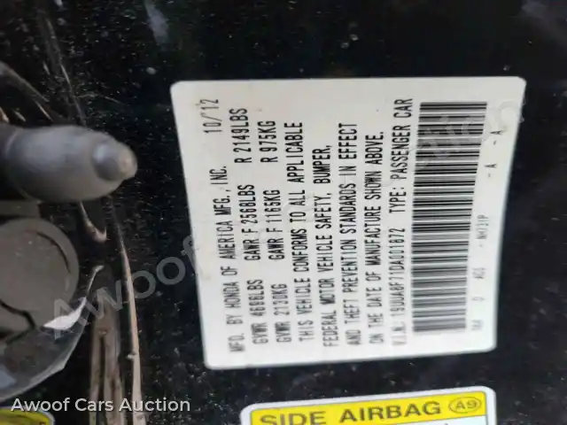 2013 Acura TLX 19UUA8F71DA001872 — hoton gwanjo Copart na 13