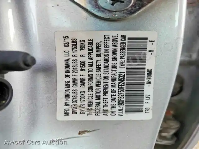 2015 Honda Civic 19XFB2F50FE245321 — Copart auction photo 12