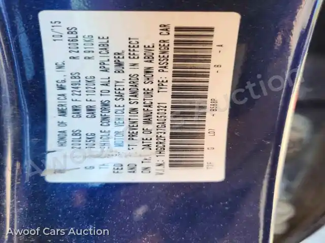 2016 Honda Accord 1HGCR2F37GA050321 — Copart auction photo 12