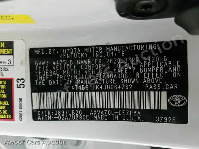2018 Toyota Camry 4T1B61HK4JU064762 — Manheim auction photo 15
