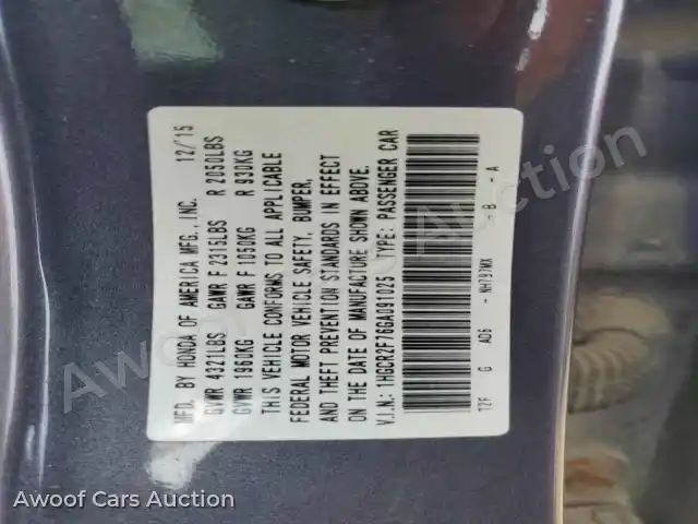 2016 Honda Accord 1HGCR2F76GA091025 — Copart auction photo 12