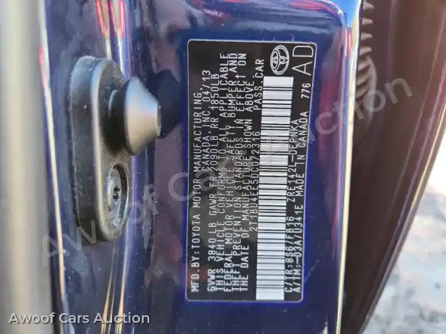 2013 Toyota Corolla 2T1BU4EE5DC072316 — Copart auction photo 12