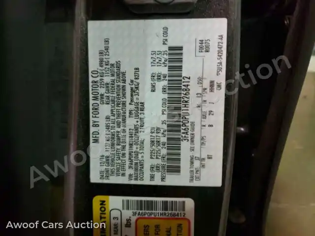 2017 Ford Fusion 3FA6P0PU1HR268412 — Copart auction photo 10