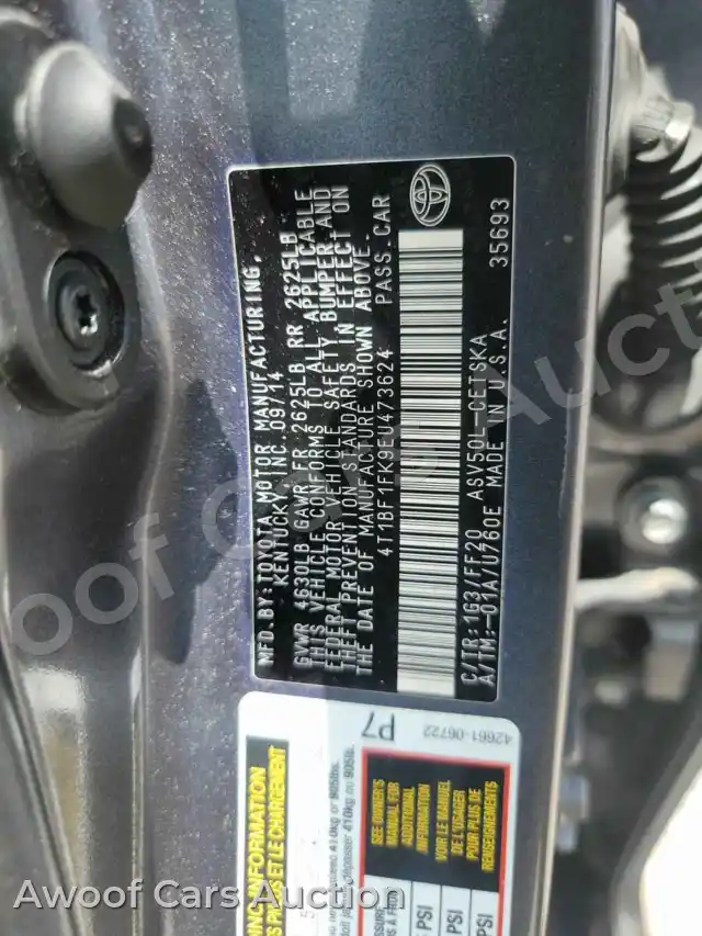 2014 Toyota Camry 4T1BF1FK9EU473624 — Manheim auction photo 15