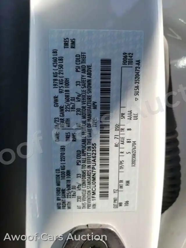 2023 Ford Escape ST 1FMCU0MN7PUA62355 — Copart auction photo 13