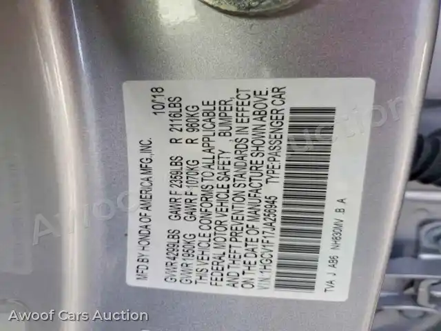 2018 Honda Accord 1HGCV1F17JA256945 — photo 13 de la vente Copart