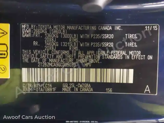2016 Lexus RX 350 2T2BZMCA9GC005039 — Iaai auction photo 9