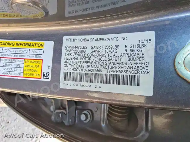 2018 Honda Accord 1HGCV1F37JA263668 — photo 12 de la vente Copart