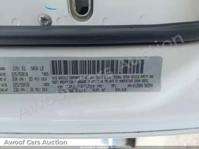 2019 Jeep Cherokee 1C4PJLDB1KD387310 — Iaai auction photo 9