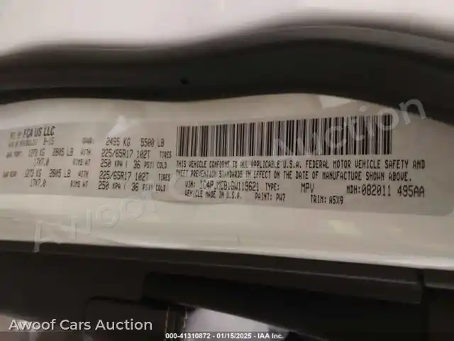 2016 Jeep Cherokee 1C4PJMCB1GW119621 — Iaai auction photo 9