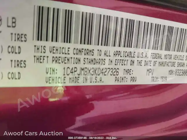 2019 Jeep Cherokee 1C4PJMBX3KD427326 — Iaai auction photo 9