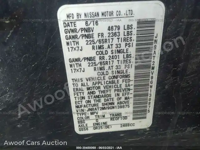 2016 Nissan Rogue JN8AT2MV9GW139875 — Iaai auction photo 9