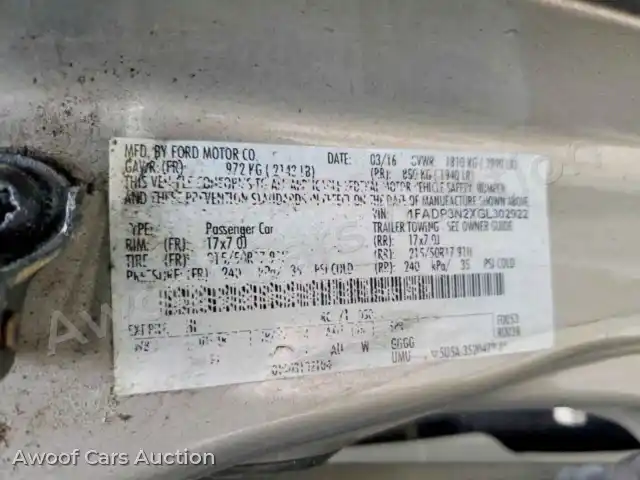 2016 Ford Focus 1FADP3N2XGL302922 — Copart auction photo 12