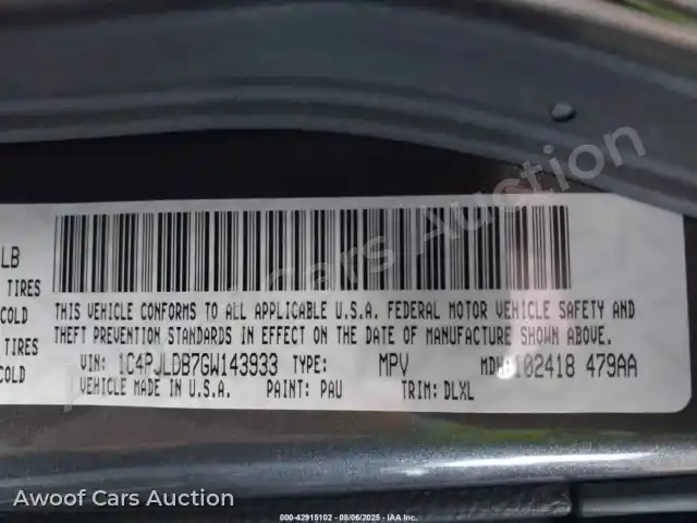 2016 Jeep Cherokee 1C4PJLDB7GW143933 — Iaai auction photo 9
